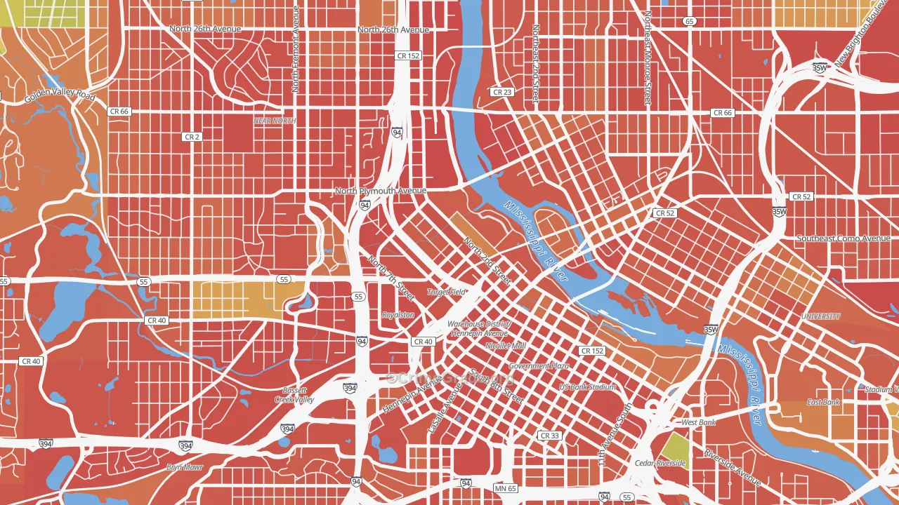 North Loop, Minneapolis, MN Map of Burglary Rates