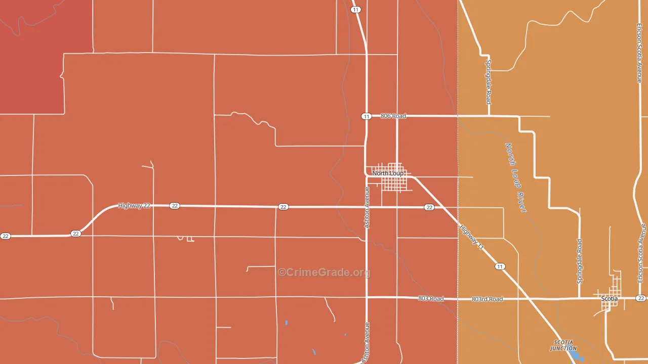North Loup, NE Map of Burglary Rates