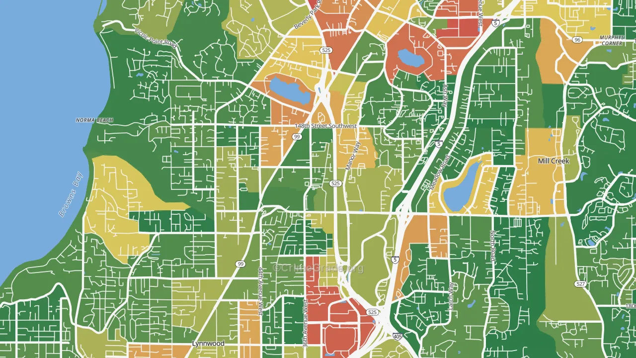 North Lynnwood, WA Map of Burglary Rates
