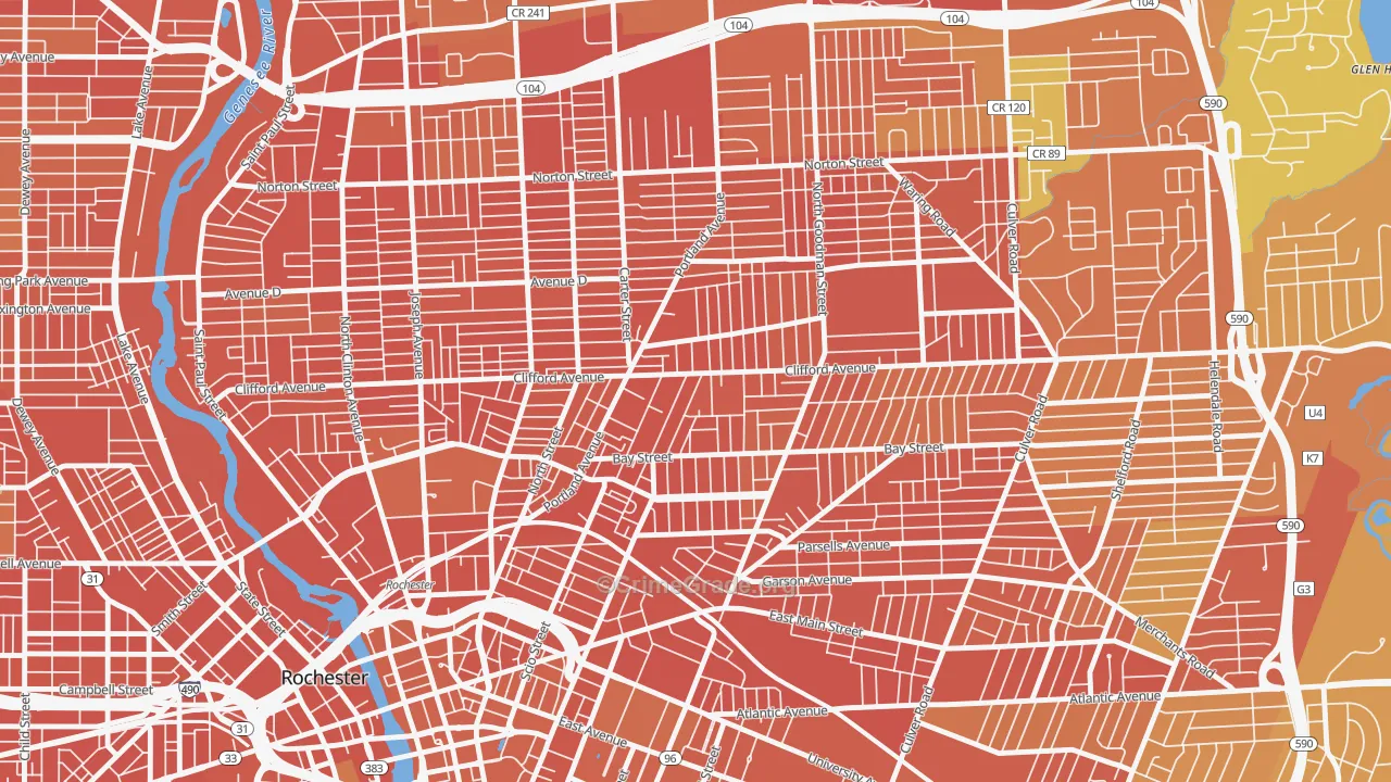 North Marketview Heights, Rochester, NY Map of Burglary Rates