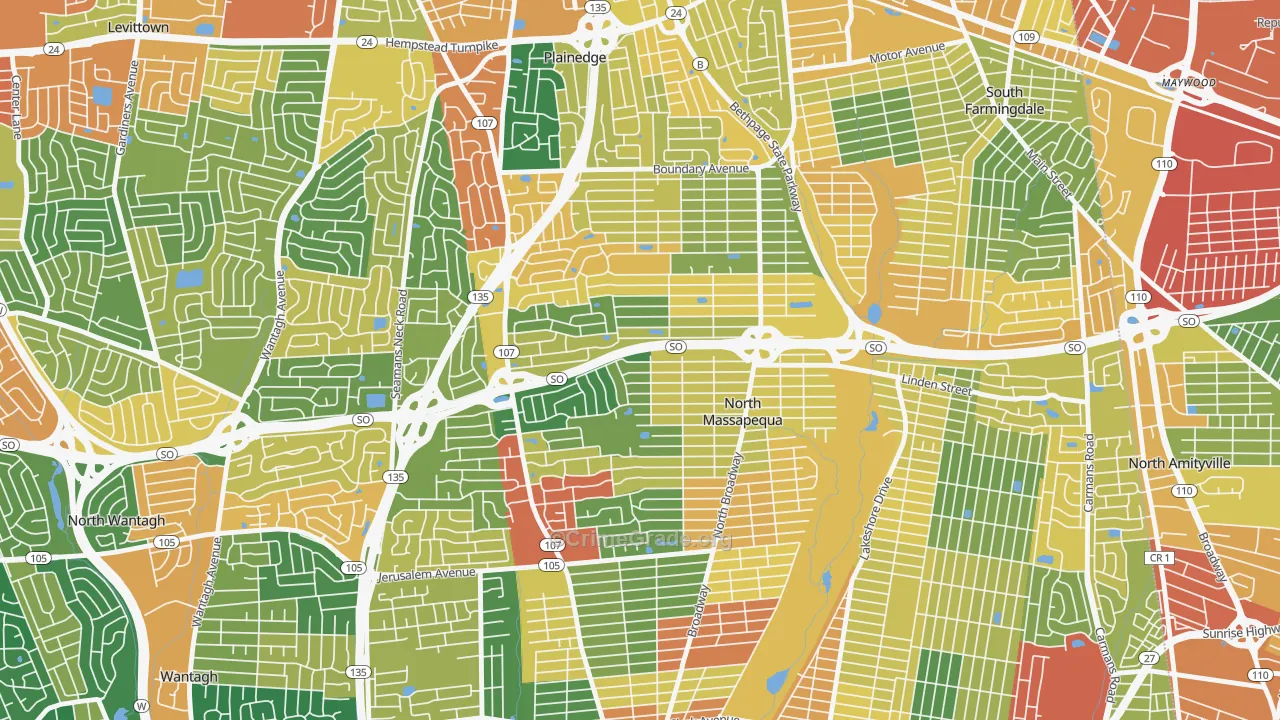 North Massapequa, NY Map of Burglary Rates