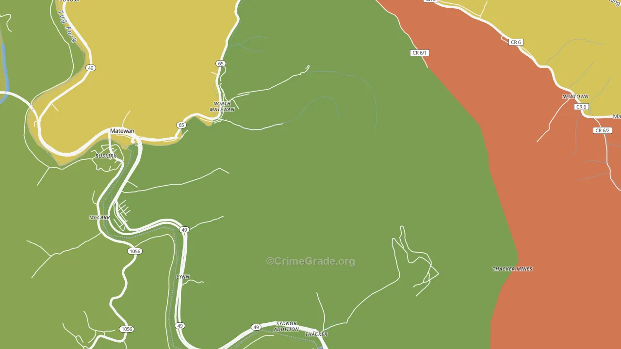 North Matewan, WV Map of Burglary Rates