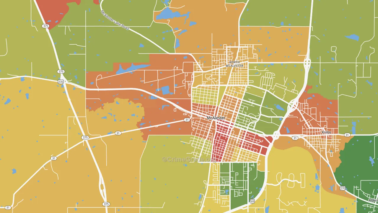 North McAlester, OK Map of Burglary Rates