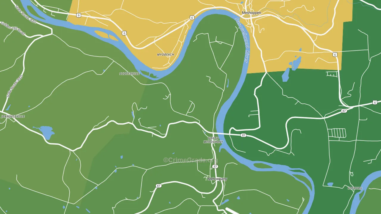 North Mehoopany, PA Map of Burglary Rates