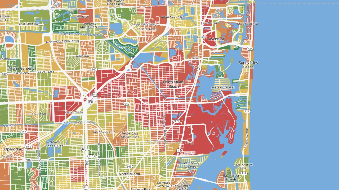 North Miami Beach, FL Map of Burglary Rates