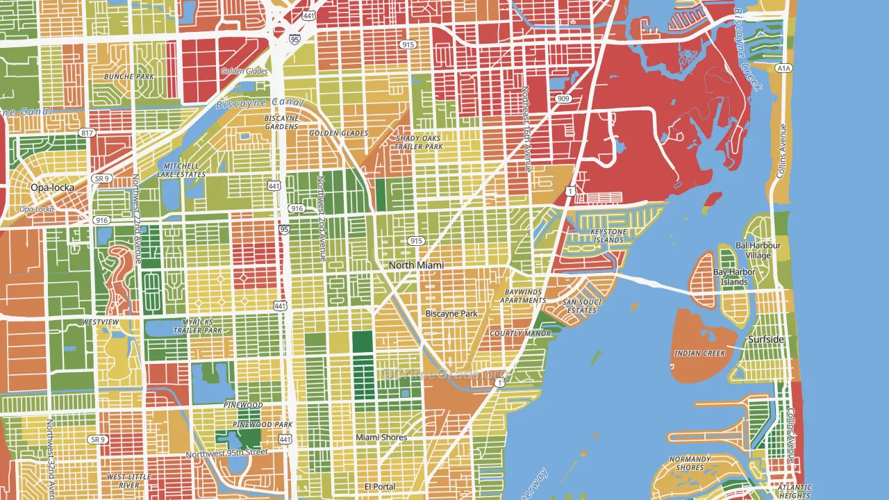 North Miami, FL Map of Burglary Rates