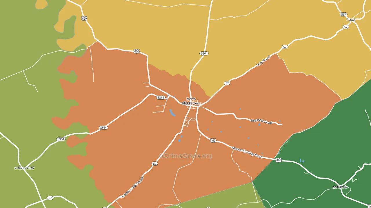 North Middletown, KY Map of Burglary Rates