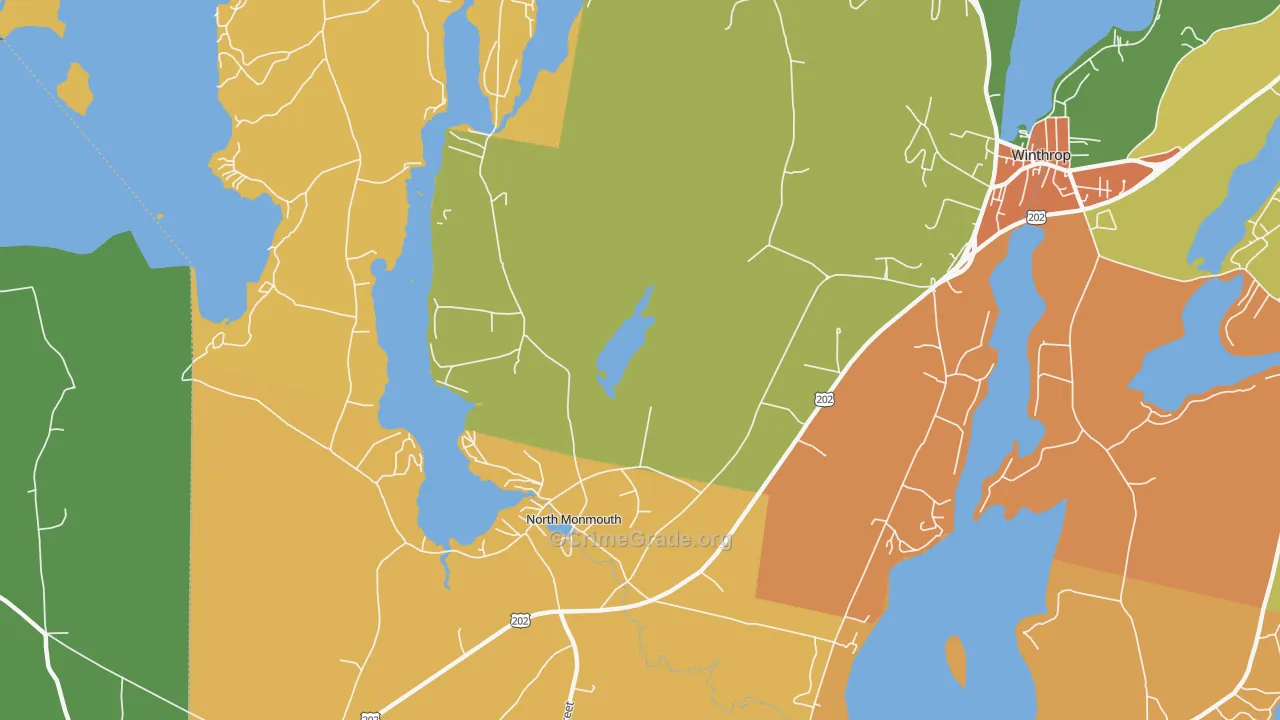 North Monmouth, ME Map of Burglary Rates