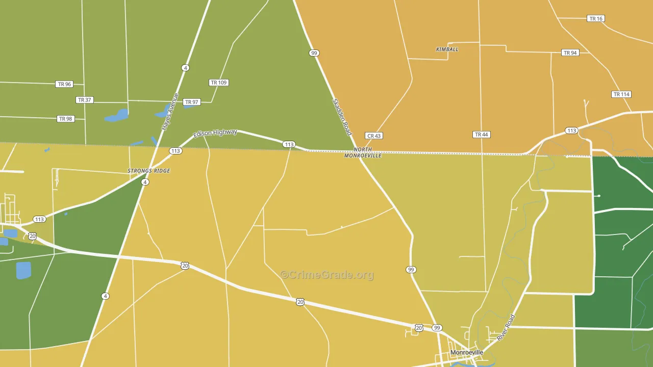 North Monroeville, OH Map of Burglary Rates