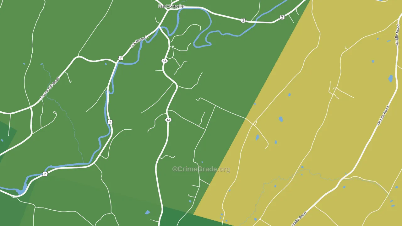 North Montpelier, VT Map of Burglary Rates