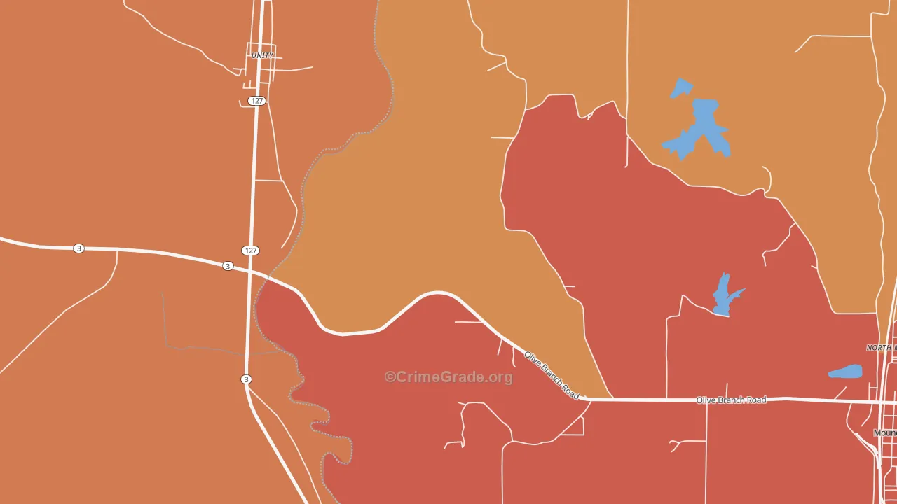 North Mounds, IL Map of Burglary Rates