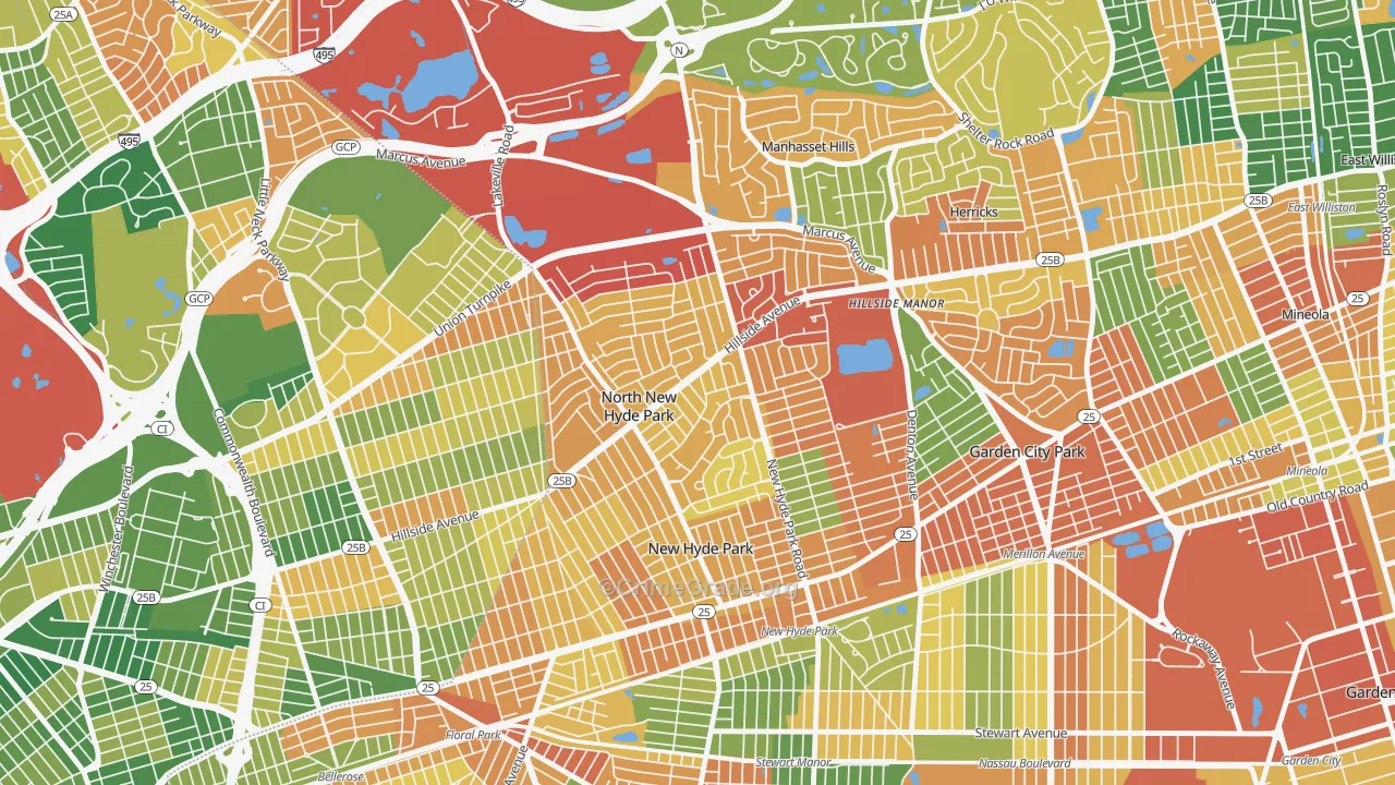 North New Hyde Park, NY Map of Burglary Rates