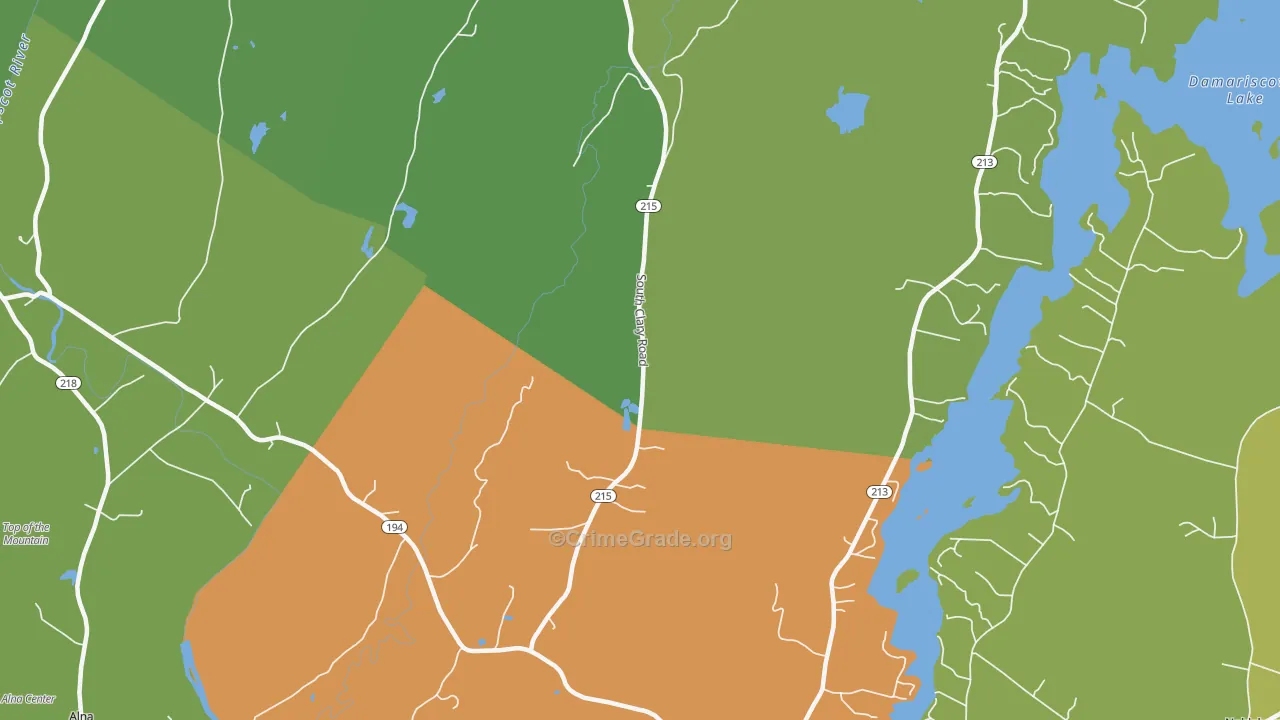 North Newcastle, ME Map of Burglary Rates