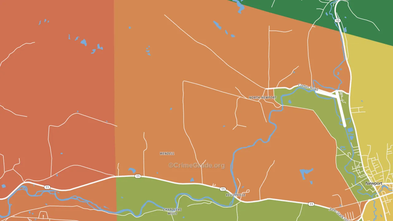 North Newport, NH Map of Burglary Rates