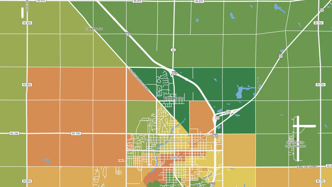 North Newton, KS Map of Burglary Rates