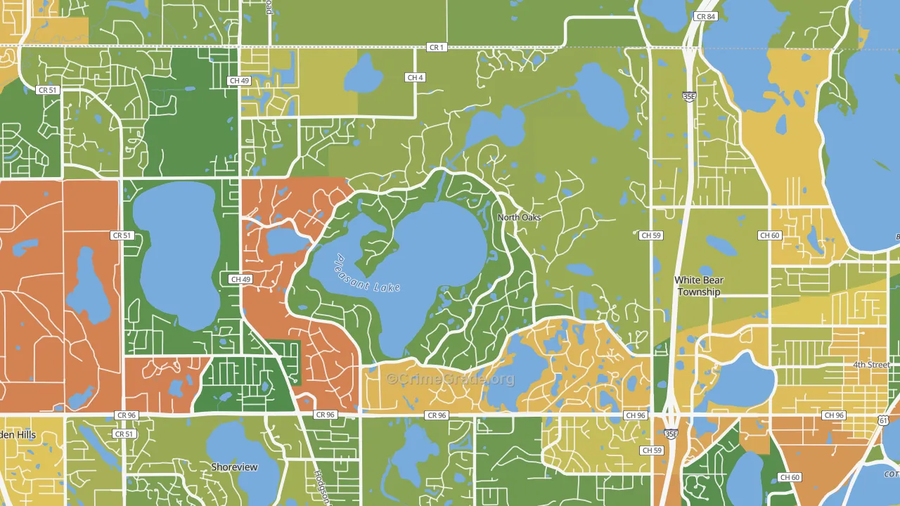 North Oaks, MN Map of Burglary Rates