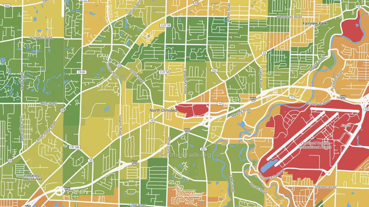 North Olmsted, OH Map of Burglary Rates