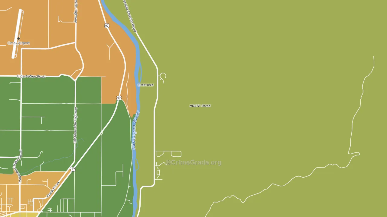North Omak, WA Map of Burglary Rates