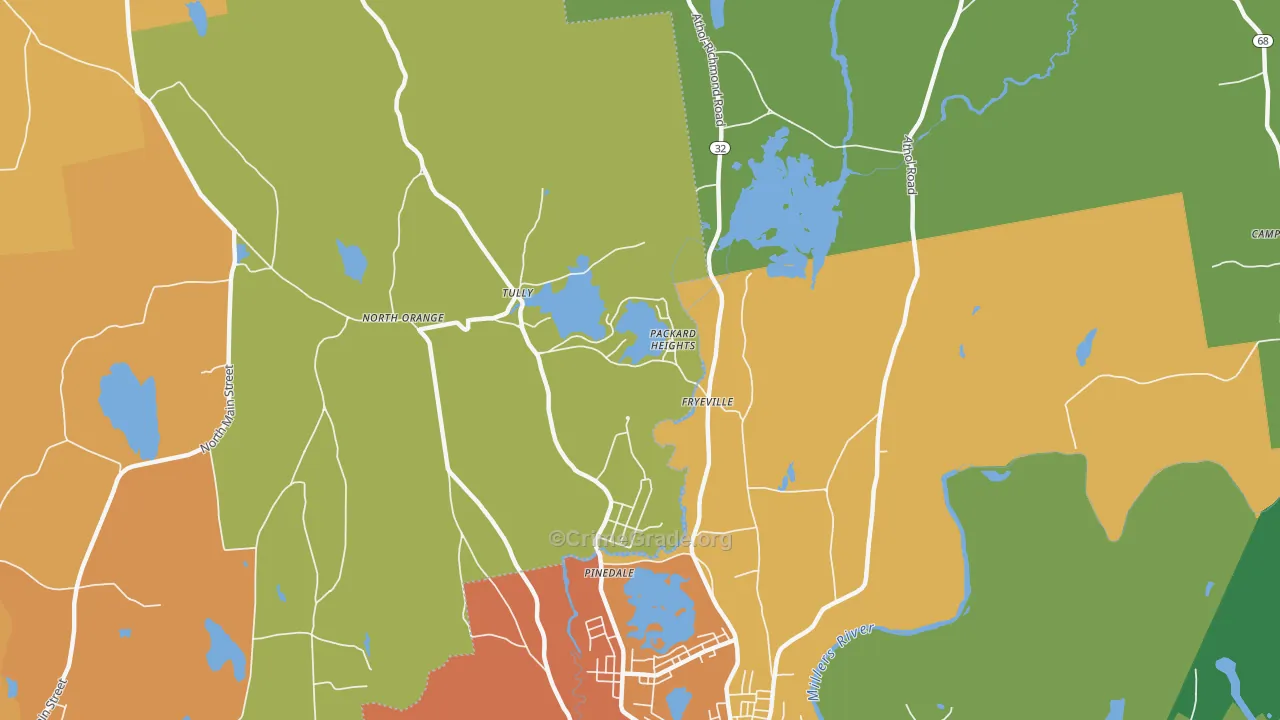 North Orange, MA Map of Burglary Rates