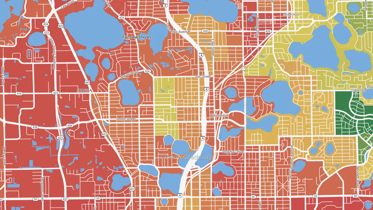 North Orange, Orlando, FL Map of Burglary Rates