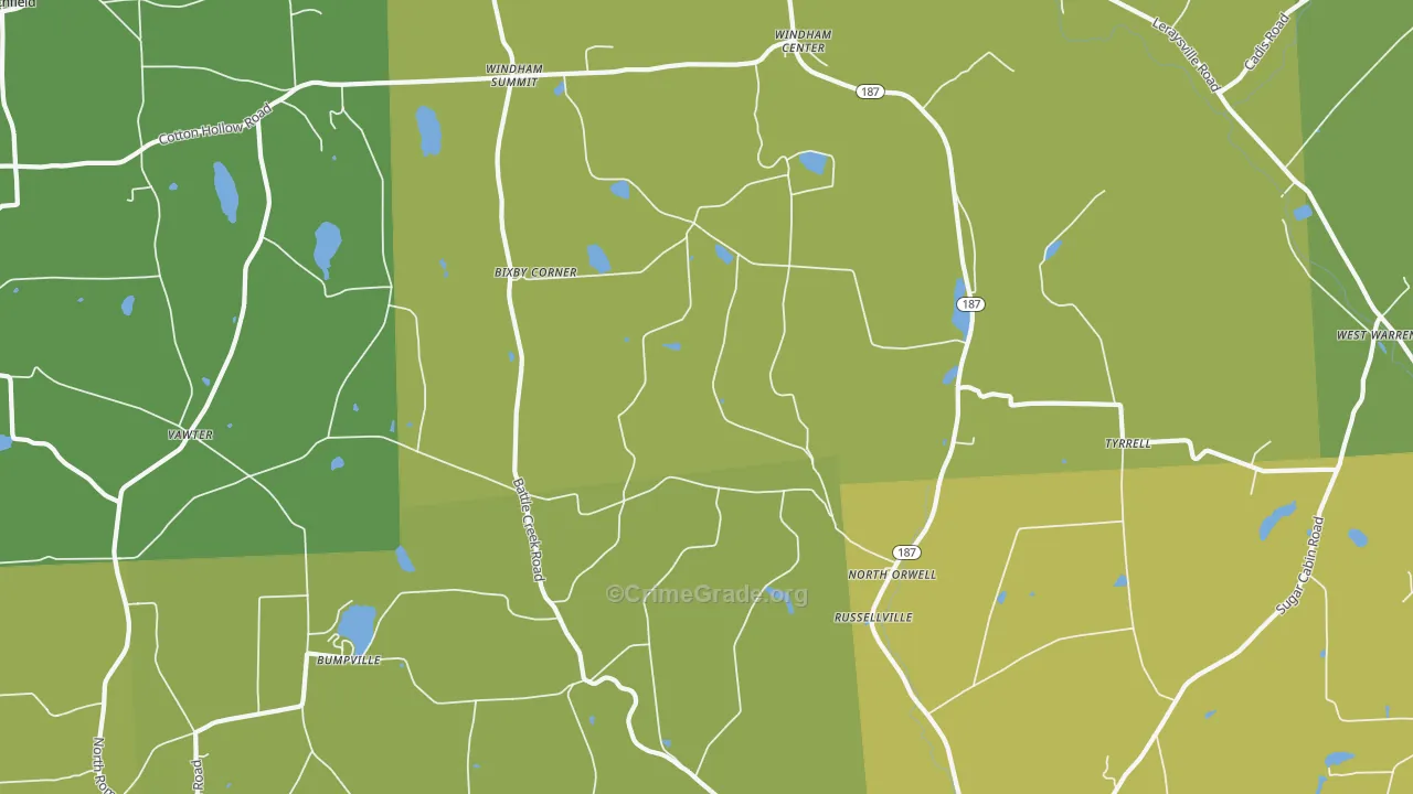 North Orwell, PA Map of Burglary Rates