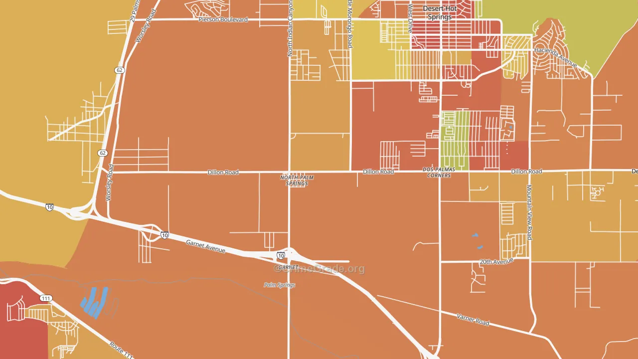 North Palm Springs, CA Map of Burglary Rates