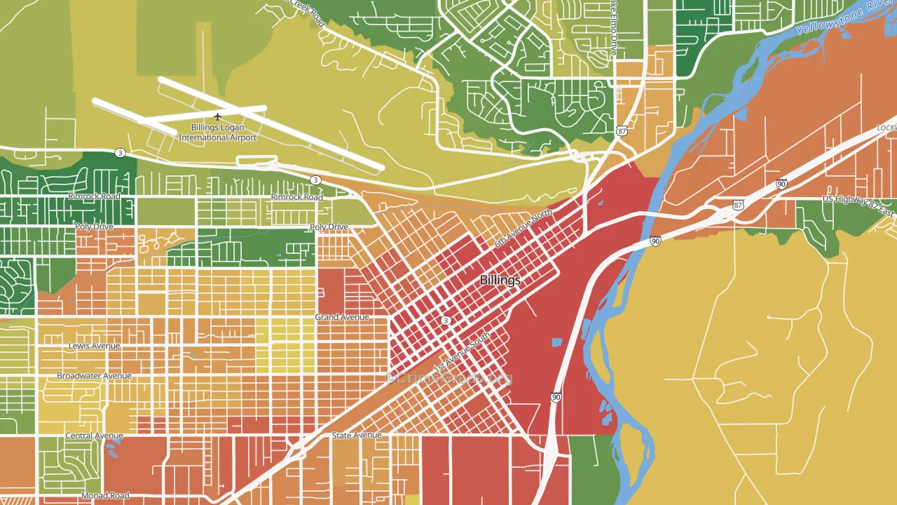 North Park, Billings, MT Map of Burglary Rates