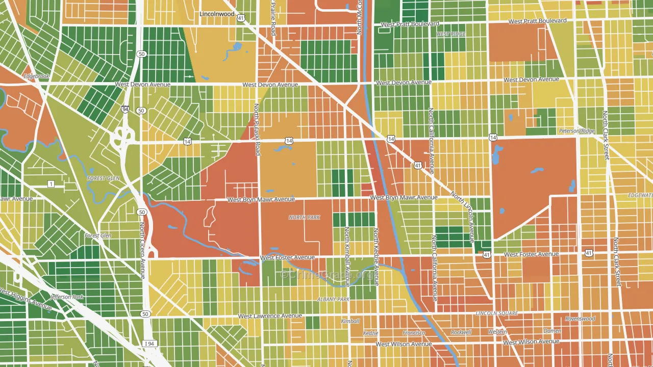 North Park, Chicago, IL Map of Burglary Rates