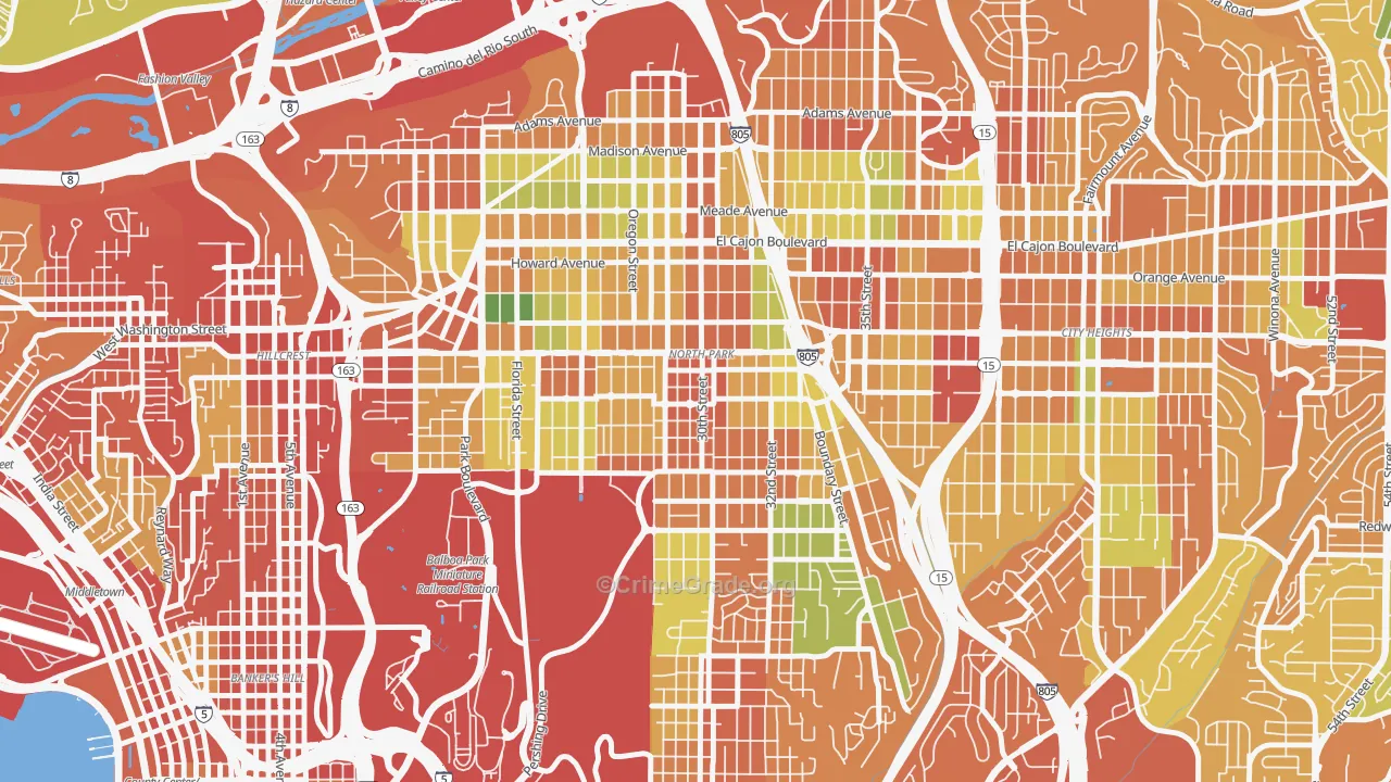North Park San Diego, San Diego, CA Map of Burglary Rates