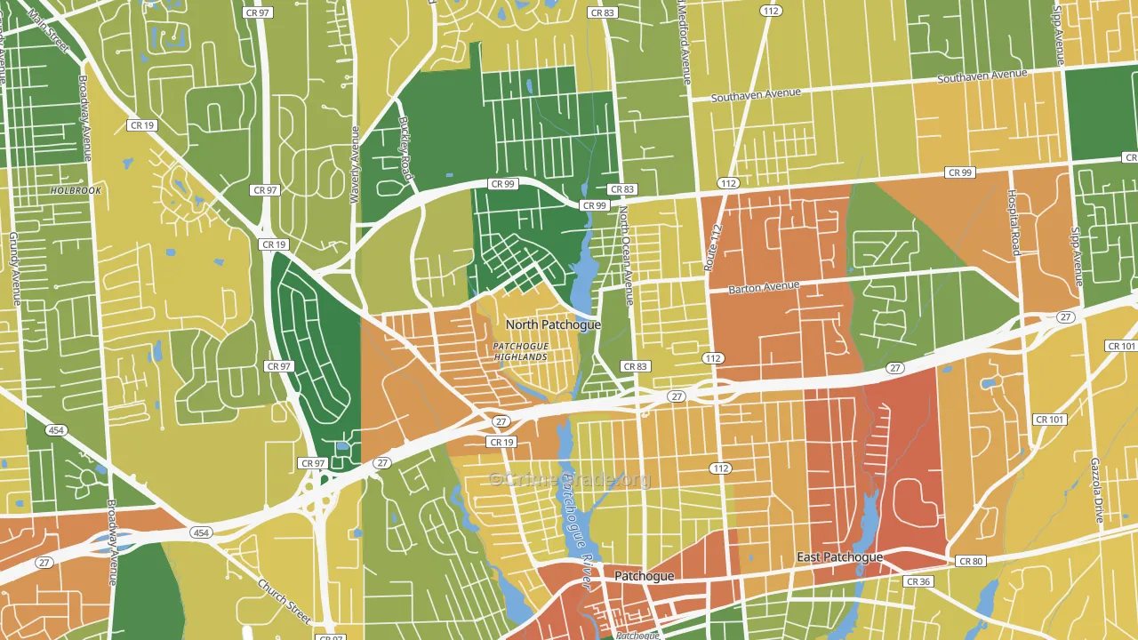 North Patchogue, NY Map of Burglary Rates