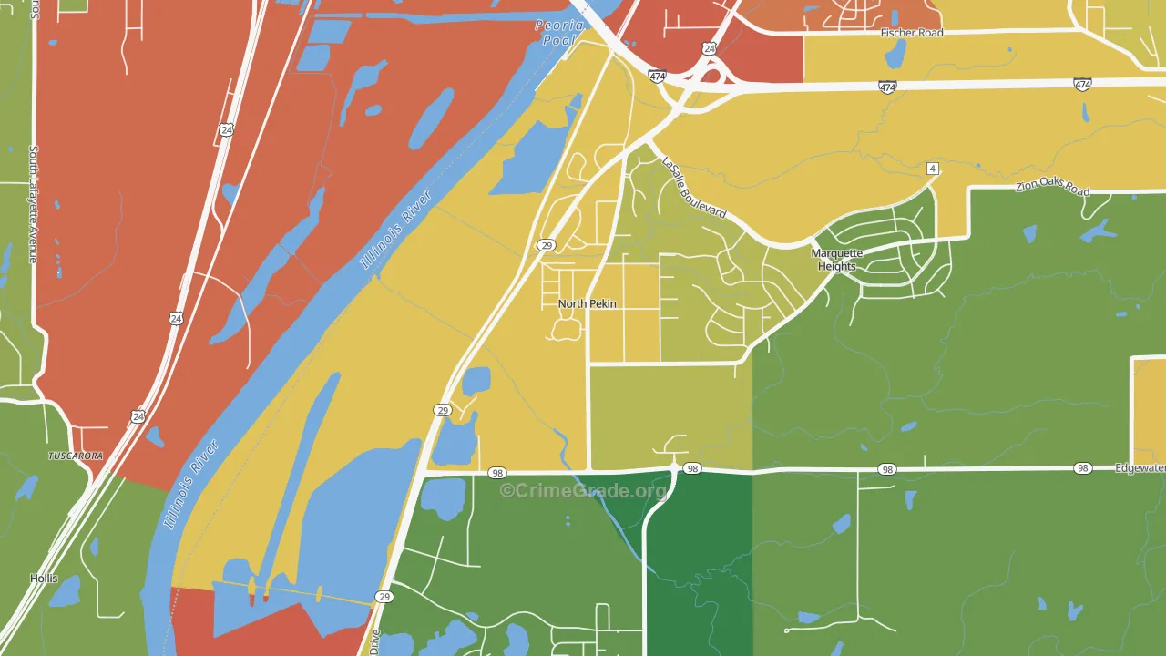 North Pekin, IL Map of Burglary Rates
