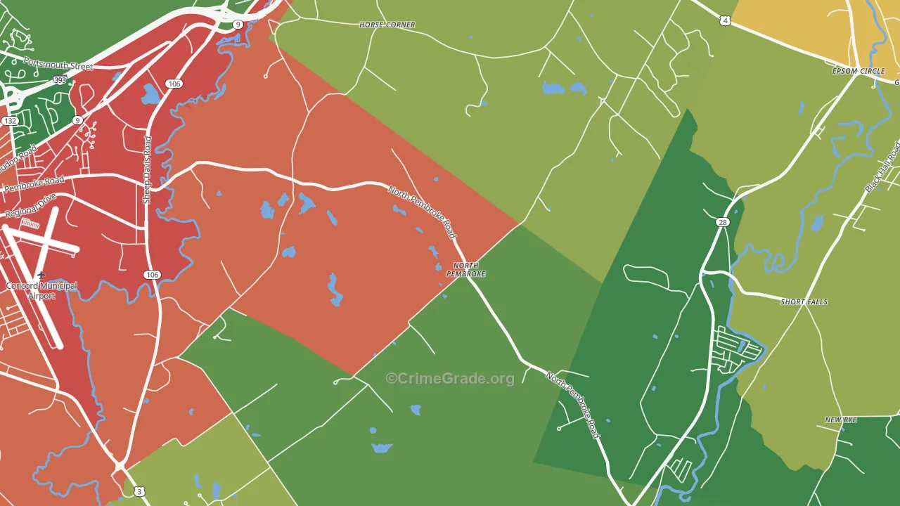 North Pembroke, NH Map of Burglary Rates