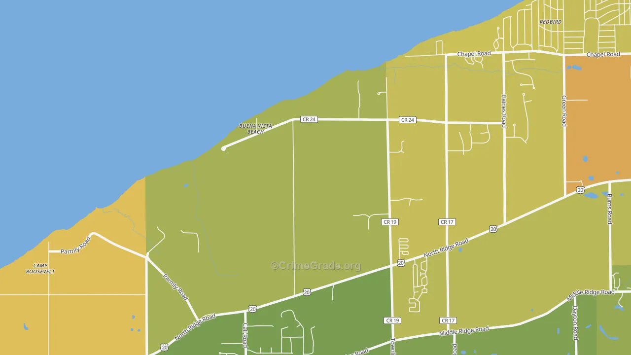 North Perry, OH Map of Burglary Rates