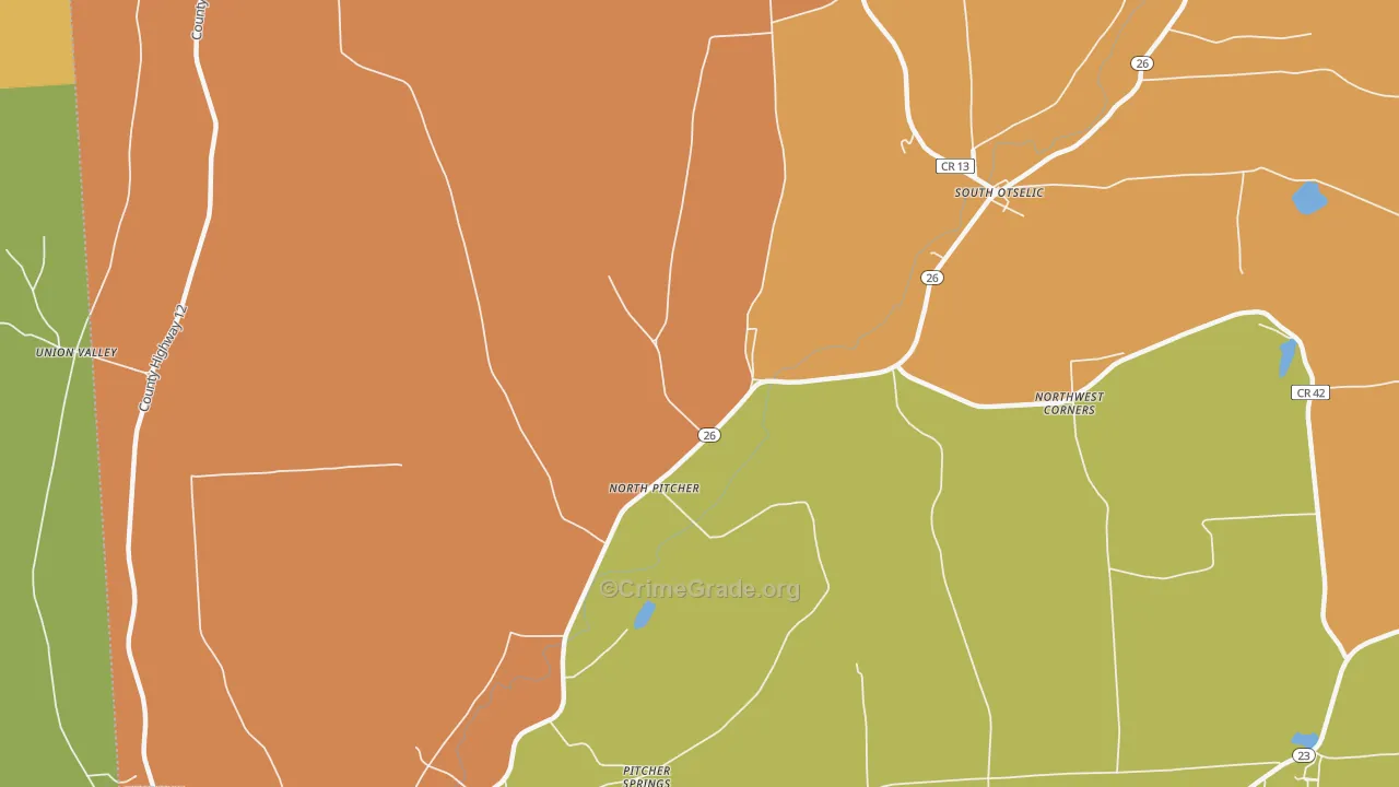 North Pitcher, NY Map of Burglary Rates