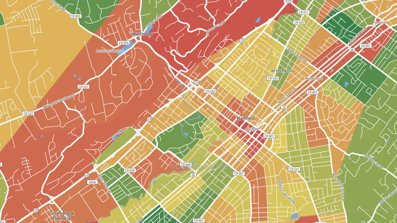 North Plainfield, NJ Map of Burglary Rates