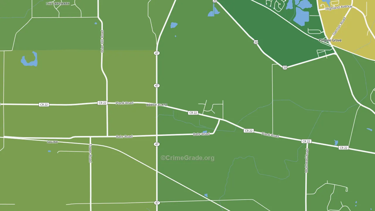 North Plato, IL Map of Burglary Rates