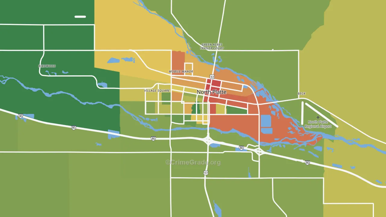 North Platte, NE Map of Burglary Rates