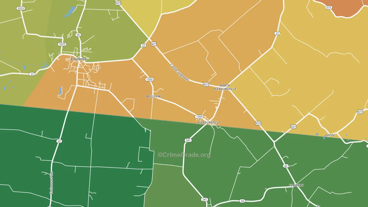 North Pleasureville, KY Map of Burglary Rates