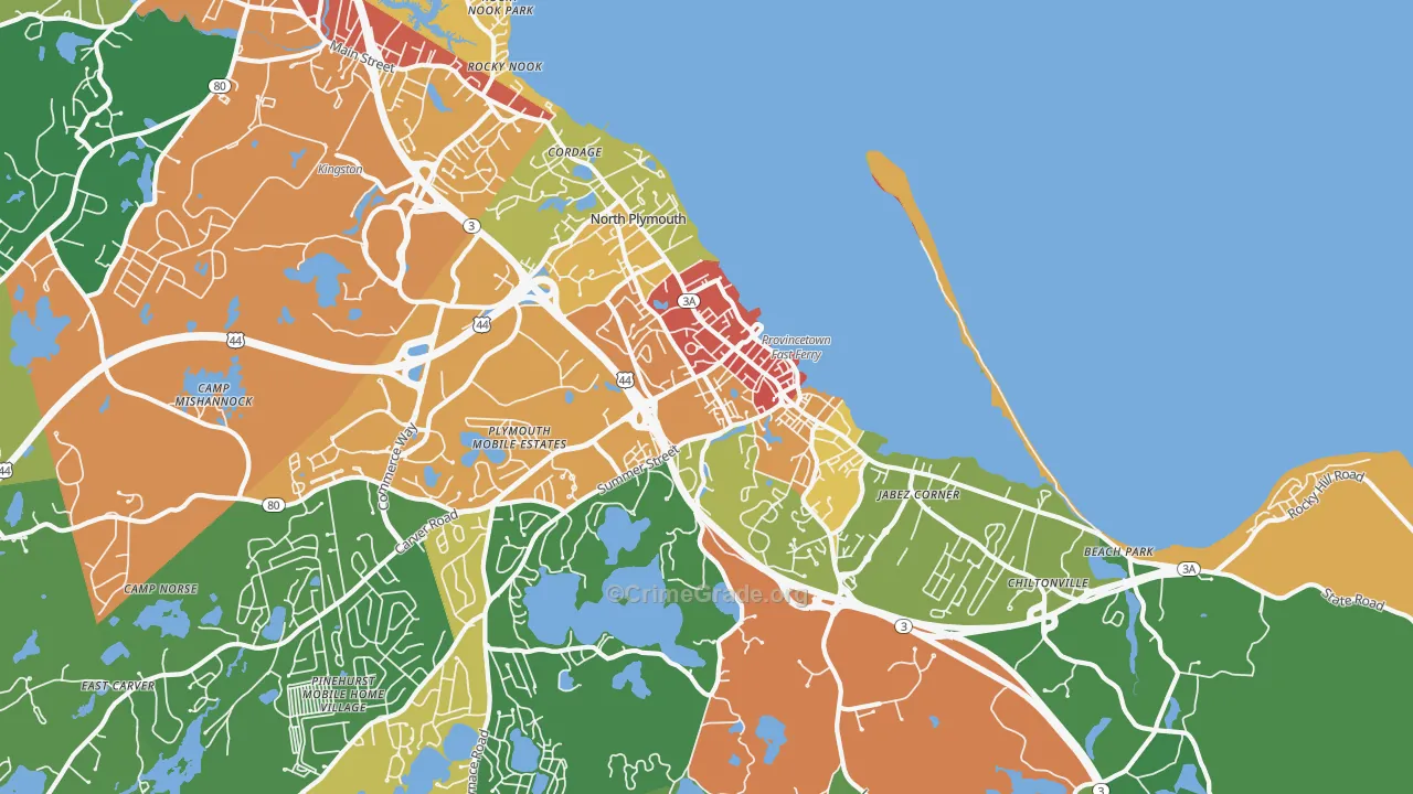 North Plymouth, Plymouth, MA Map of Burglary Rates