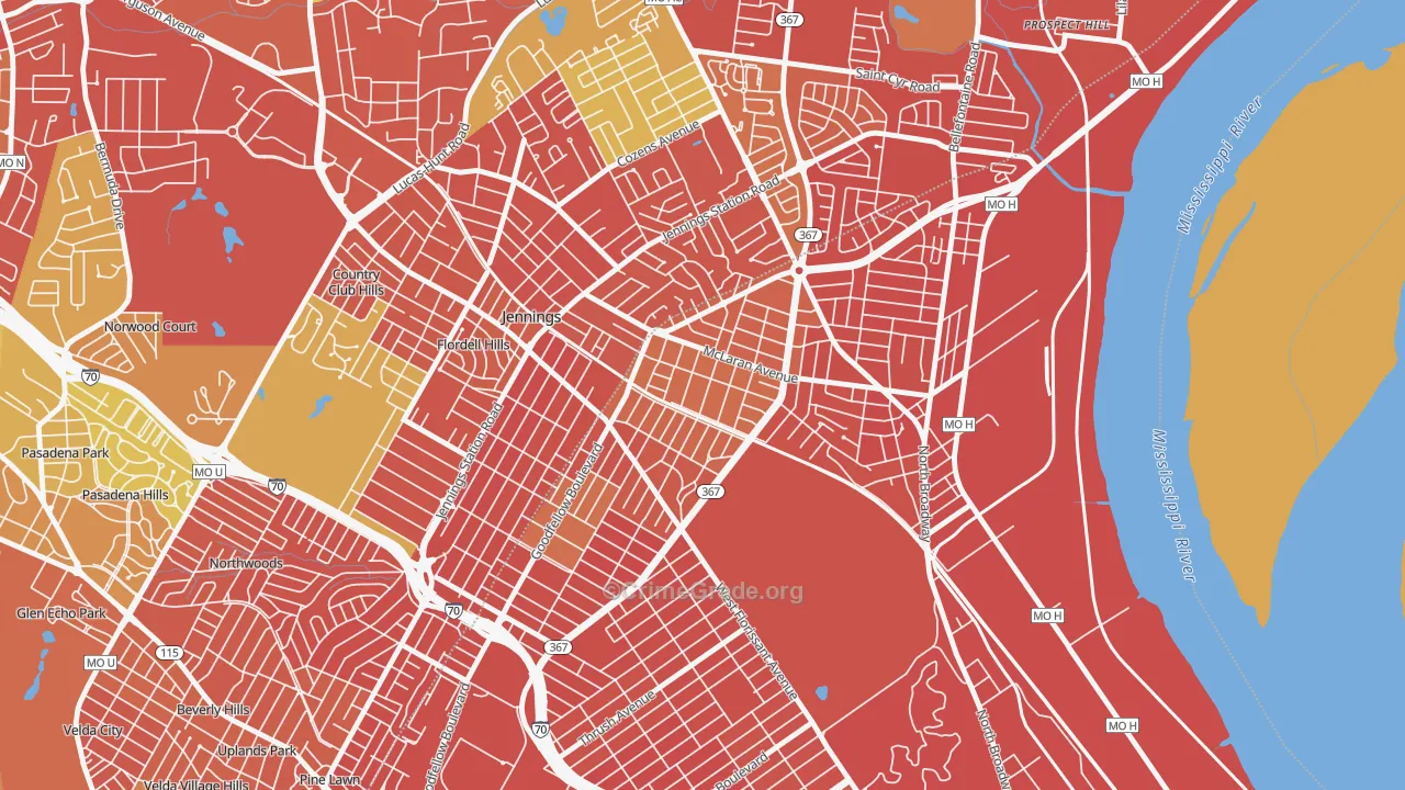 North Pointe, St. Louis, MO Map of Burglary Rates