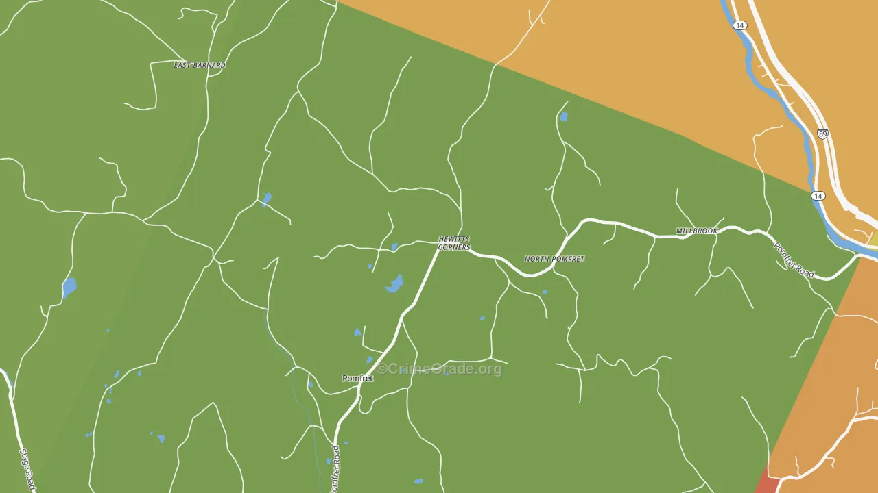North Pomfret, VT Map of Burglary Rates