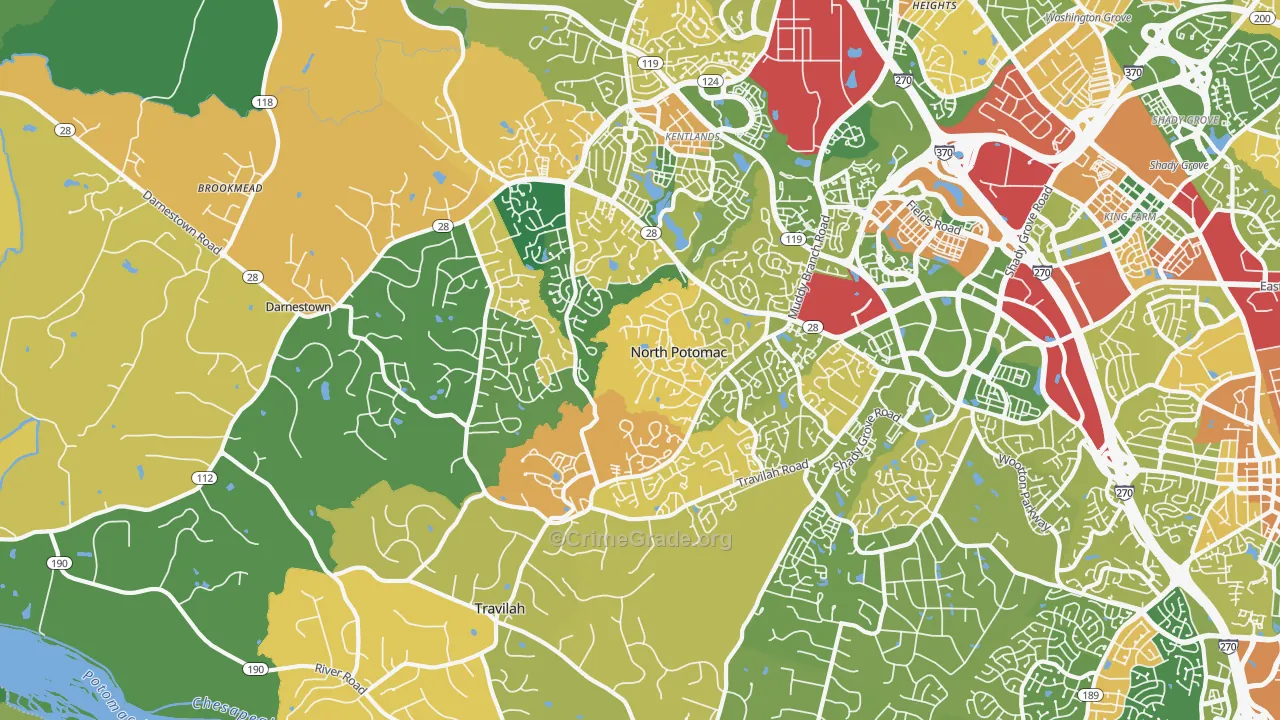 North Potomac, MD Map of Burglary Rates