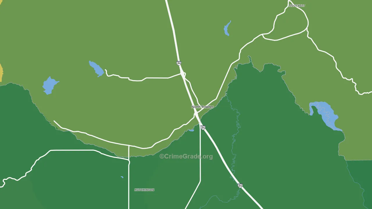 North Powder, OR Map of Burglary Rates