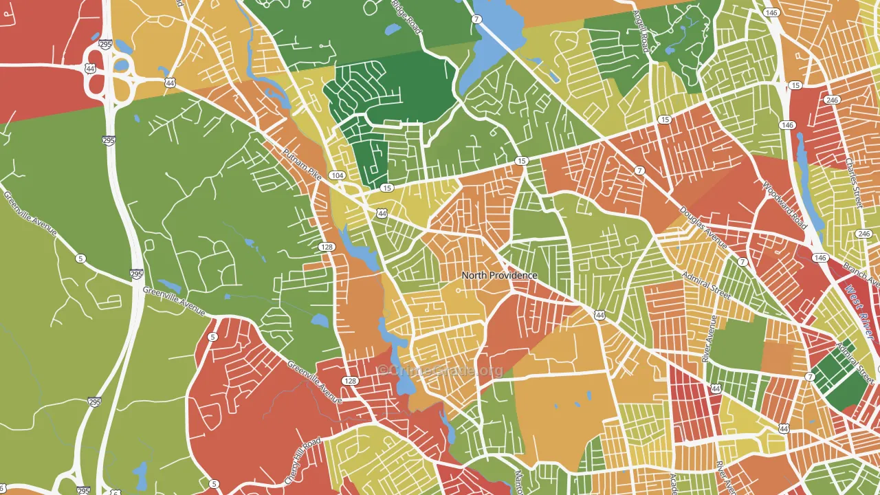 North Providence, RI Map of Burglary Rates