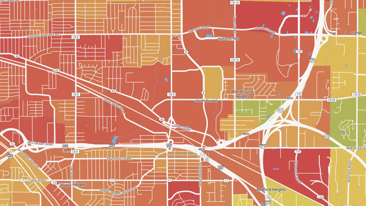 North Randall, OH Map of Burglary Rates