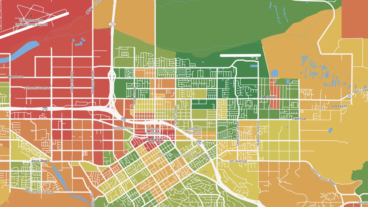 North Redlands, Redlands, CA Map of Burglary Rates