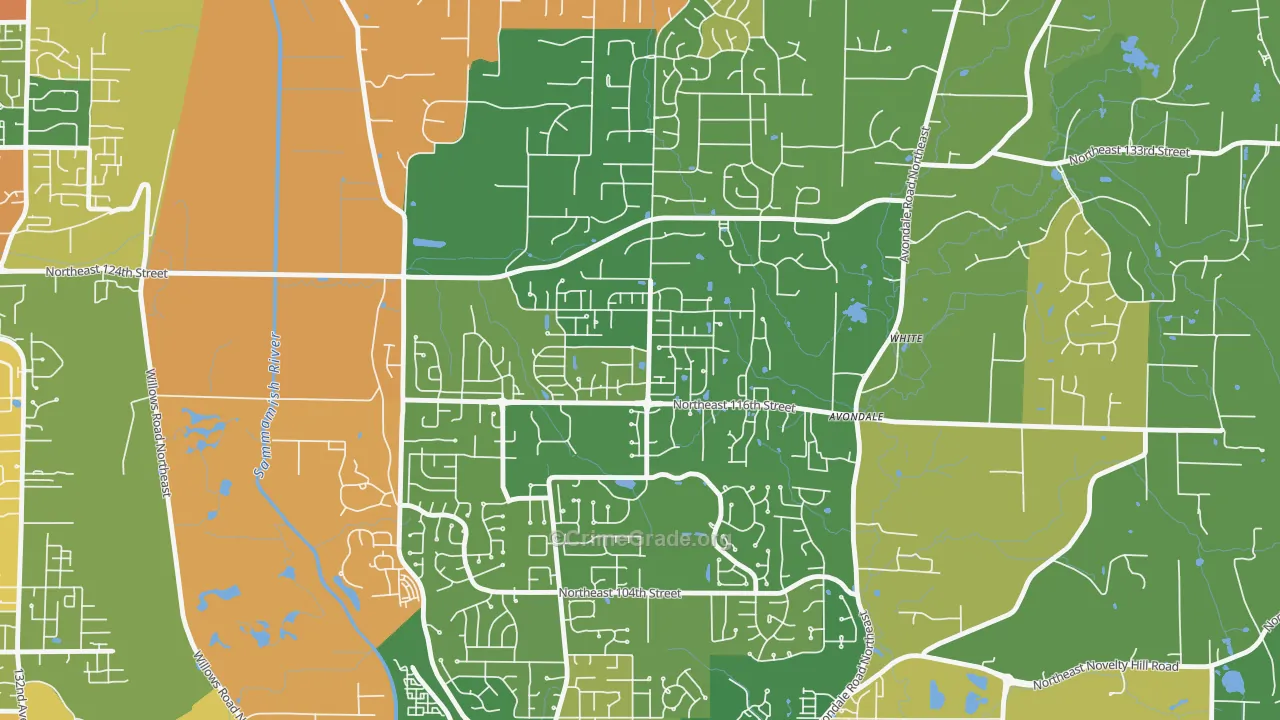 North Redmond, Redmond, WA Map of Burglary Rates