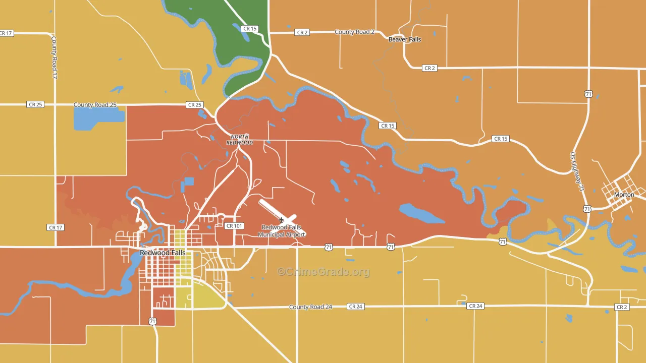 North Redwood, MN Map of Burglary Rates