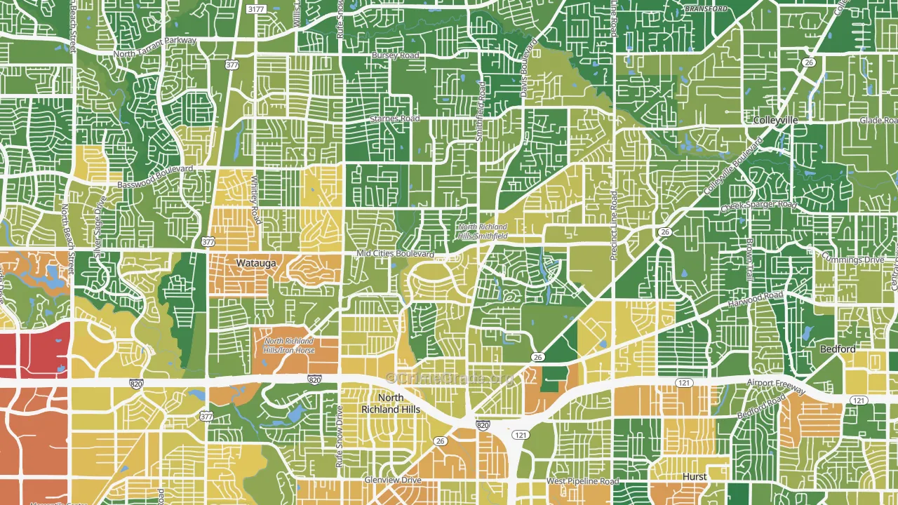 North Richland Hills, TX Map of Burglary Rates