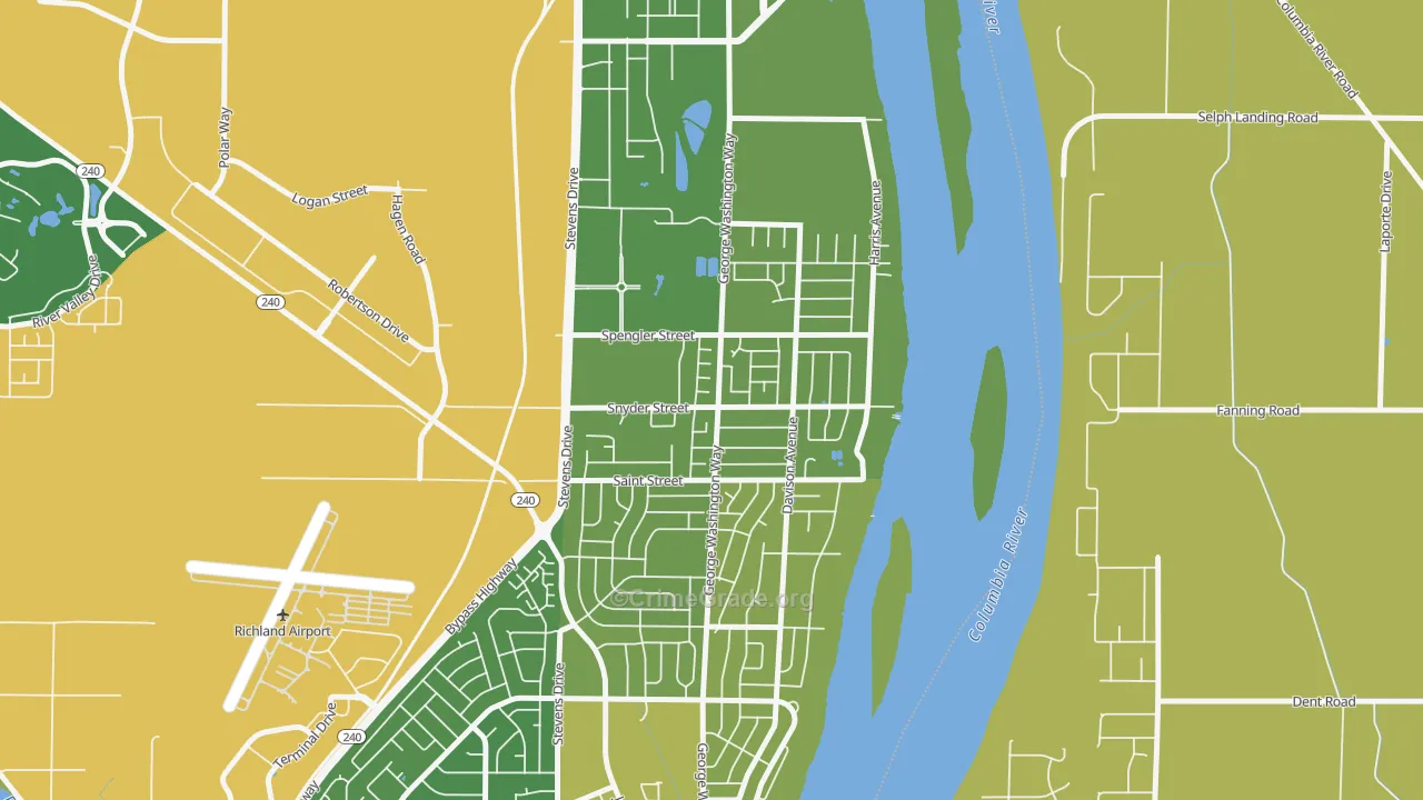 North Richland, Richland, WA Map of Burglary Rates